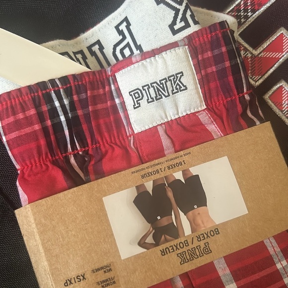 New Gift Set VS PINK Plaid Logo Tote and VS Cotton Oversized Plaid Boxer Shorts - Picture 8 of 11